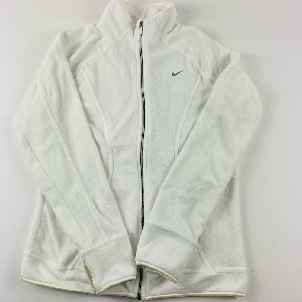 Vintage Y2K White Nike Fleece Zip-Up Jacket